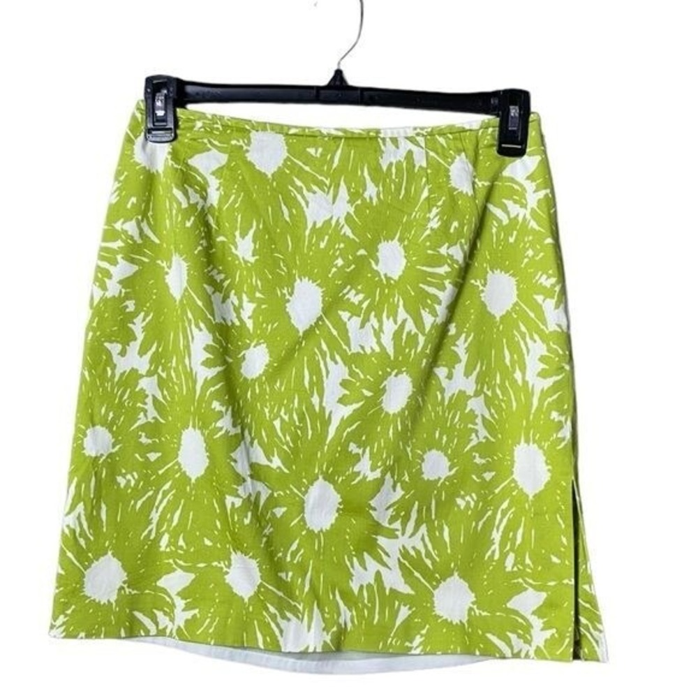 Talbots Vintage 90s Y2K ‎ Petites Cotton Skirt Green Size 8P Stretch Beachy